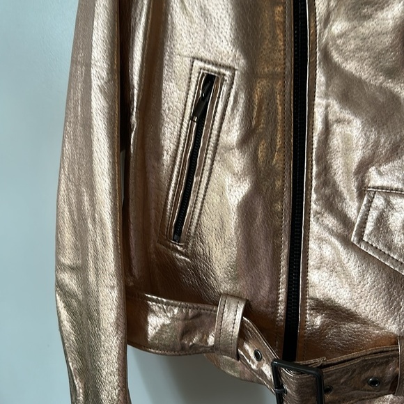ZARA | Metallic Rose Gold Women's Vegan Leather Jacket - Picture 8 of 14